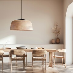 Minimalist Dining Room Interior with Natural Light.
