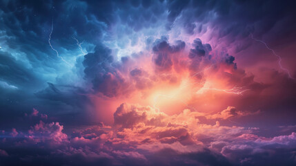 Fototapeta premium illustration of thunderstorm background with flashes