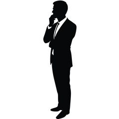 Obraz premium vector silhouette of a business man thinking in profile view 