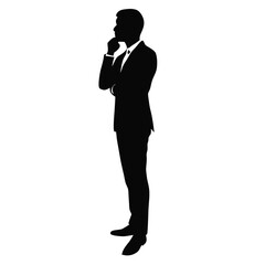 Obraz premium vector silhouette of a business man thinking in profile view 