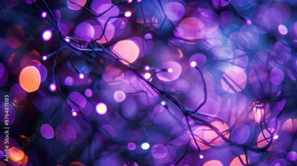 Poster A close-up shot of a cluster of lights attached to a tree branch