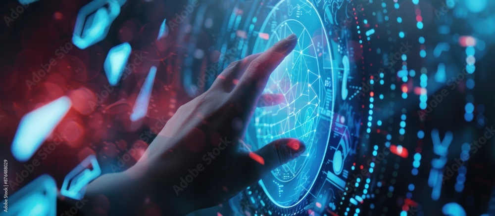 Poster concept of cyber security, user privacy security and encryption.