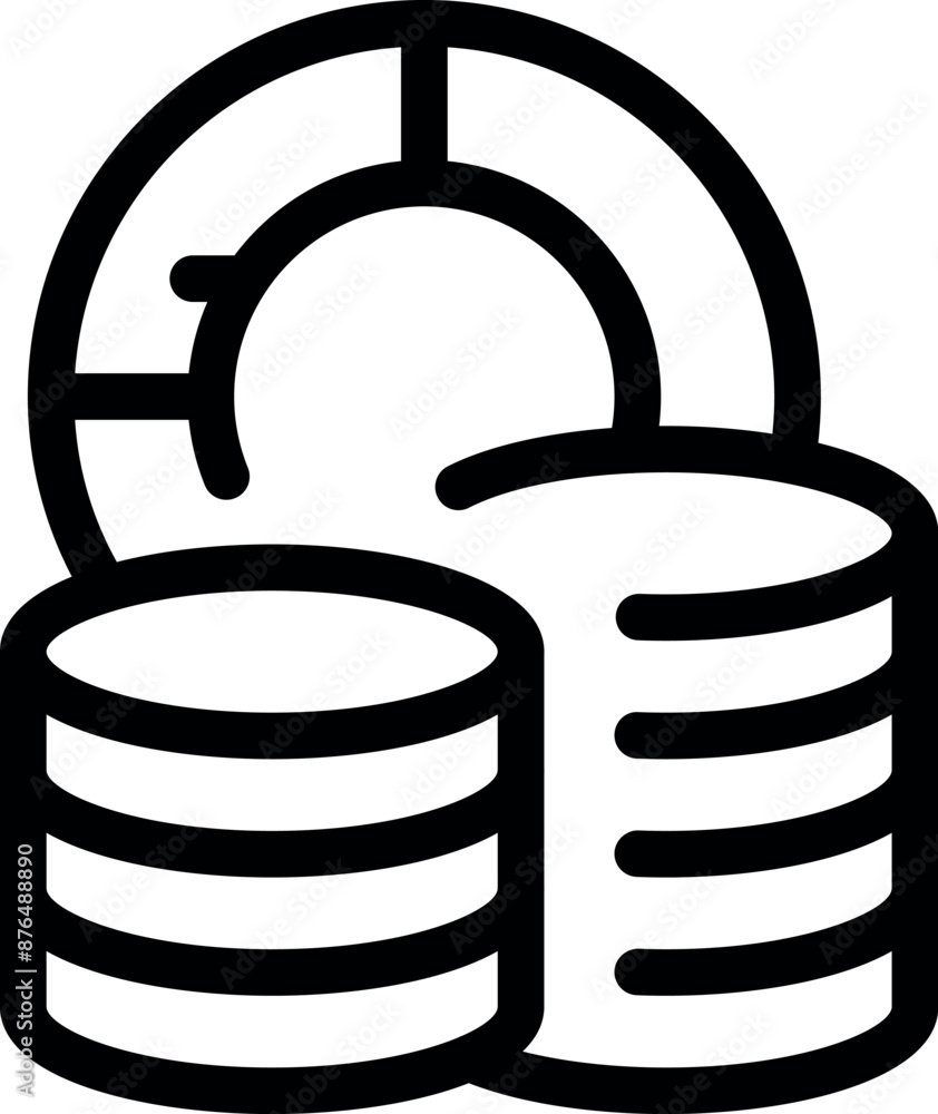 Aufkleber line art style icon of data analysis showing increasing business profits with pie chart