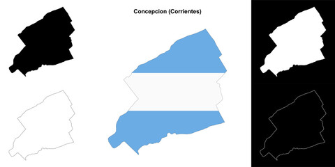 Concepcion department (Corrientes) outline map set
