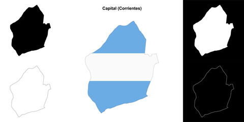 Capital department (Corrientes) outline map set