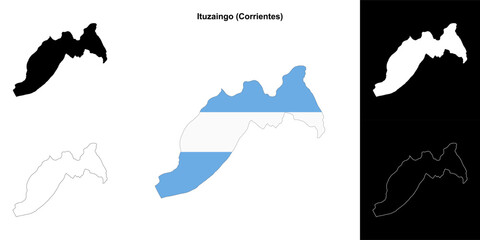 Ituzaingo department (Corrientes) outline map set