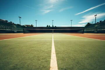 Obraz premium Tennis Court Under Sunny Skies. Generative AI