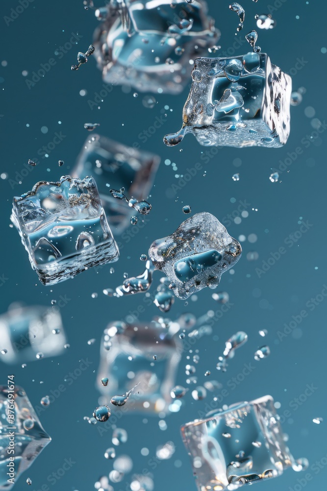 Aufkleber a bunch of ice cubes suspended in mid-air, creating a unique and visually striking scene