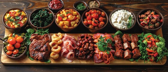 Fototapeta premium Festive Food Board Feast. Generative AI