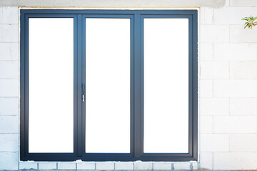 New plastic three-leaf front door in a private house