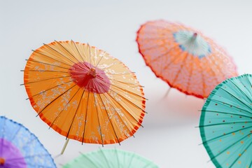 Close-up of decorative paper umbrellas for Songkran in Thailand 