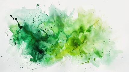 Green watercolor on a white paper backdrop