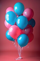 Festive Balloons on Red. Generative AI