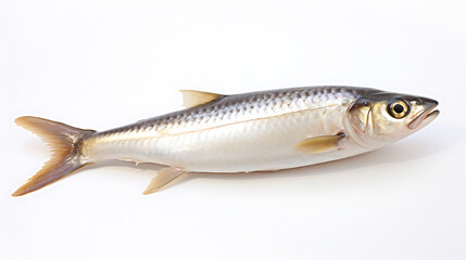 Naklejka premium Freshwater fish with silver scales and black eyes isolated on white background