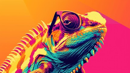 Obraz premium chameleon orange background
