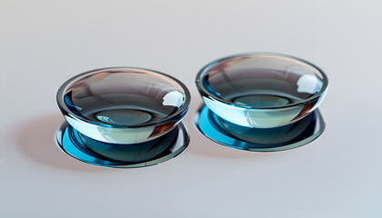 Two color contact lenses on mirror surface