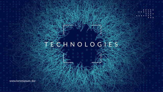Tech Background. Concept: intelligent computer research. Cloud of dots for software automation. 3D patterns of information particles. Big Data Background.