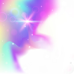 Obraz premium Kawaii Hologram. Pink Fairy Invitation. Unicorn Gradient. Iridescent Abstract Effect. Purple Sparkles Background. Blue Blurred Pattern. Girl Glitter. Neon Kawaii Hologram.