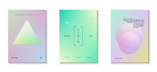 Minimal Shape. Futuristic Galaxy Collection. Gradient Background. Hologram Elements. Fluorescent Vibrant Poster. Violet Holographic Set. Triangle Design. Purple Minimal Shape