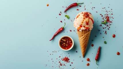 Spicy Ice Cream Cone with Chili Peppers