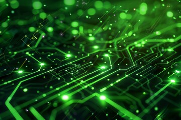Futuristic green circuit grid design for landing pagetechnology, innovation, and ai concept