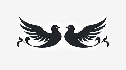 Obraz premium 2 black vector style doves 