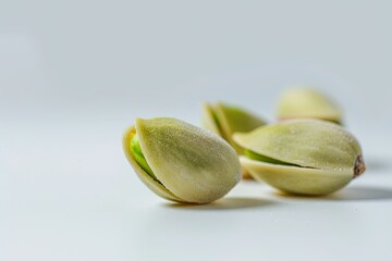 Close-Up of Pistachio Nuts on a White Background
