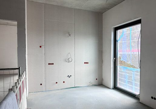 interior construction building site and electrical installation