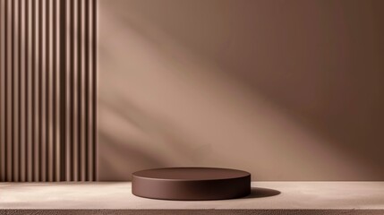 3D platform display scene for product rendering. Vector platform with brown pedestal for cosmetic displays on a studio background.