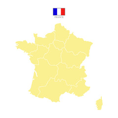 Silhouette and colored (creamy) france map