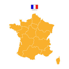 Silhouette and colored (orange) france map