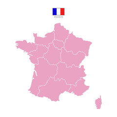 Silhouette and colored (pink) france map