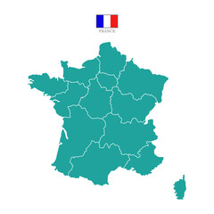 Silhouette and colored (turquoise) france map