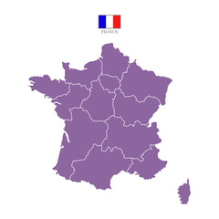 Silhouette and colored (purple) france map