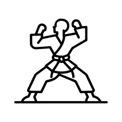 Karate icon or modern line symbol. Vector line art and icon design with bold outline. Black and white Pixel Perfect minimalistic symbol isolated white background. Silhouette simple thin sign