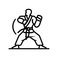 Karate icon or modern line symbol. Vector line art and icon design with bold outline. Black and white Pixel Perfect minimalistic symbol isolated white background. Silhouette simple thin sign
