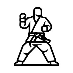 Karate icon or modern line symbol. Vector line art and icon design with bold outline. Black and white Pixel Perfect minimalistic symbol isolated white background. Silhouette simple thin sign