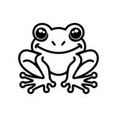 Frog icon or modern line symbol. Vector line art and icon design with bold outline. Black and white Pixel Perfect minimalistic symbol isolated white background. Silhouette simple thin sign