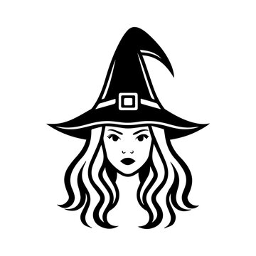 recommend clip art: witch icon or modern line symbol. Vector line art and icon design with bold outline. Black and white Pixel Perfect minimalistic symbol isolated white background. Silhouette simple thin sign