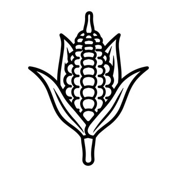 recommend clip art: Corn icon or modern line symbol. Vector line art and icon design with bold outline. Black and white Pixel Perfect minimalistic symbol isolated white background. Silhouette simple thin sign