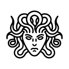 Gorgon icon or modern line symbol. Vector line art and icon design with bold outline. Black and white Pixel Perfect minimalistic symbol isolated white background. Silhouette simple thin sign