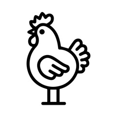 Hen icon or modern line symbol. Vector line art and icon design with bold outline. Black and white Pixel Perfect minimalistic symbol isolated white background. Silhouette simple thin sign