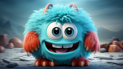 Obraz premium Cute 3D cartoon monster