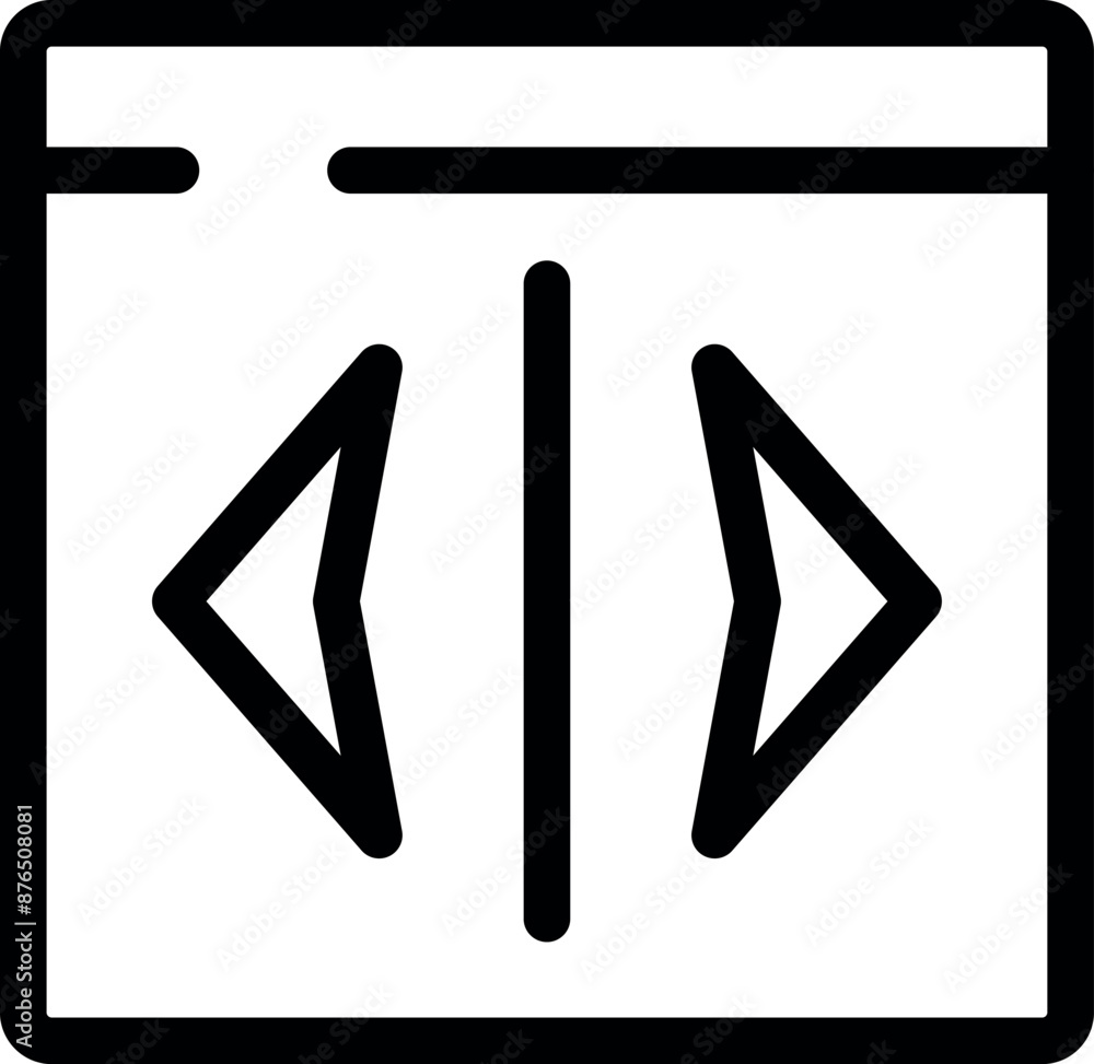 Poster simple icon of a web browser window featuring left and right arrows, perfect for representing naviga