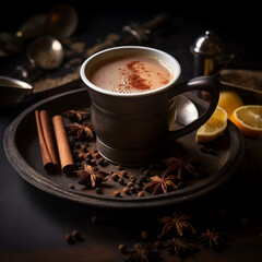 Traditional Indian masala chai latte