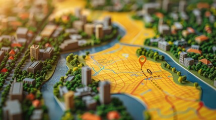 Fototapeta premium Creative Apartment Route on Yellow Background
