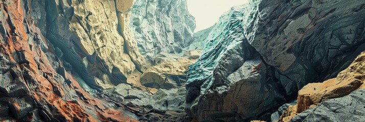 Close Up View of a Narrow Canyon With Colorful Rock Formations