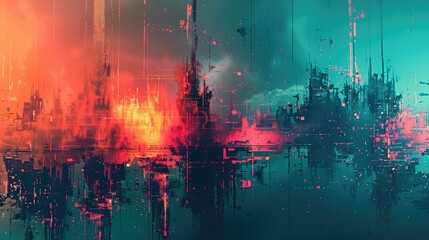 Naklejka premium Dynamic Data Collision in Abstract Digital Artwork