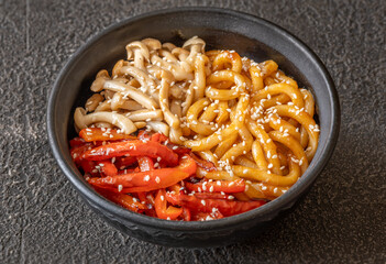 Udon noodles bowl