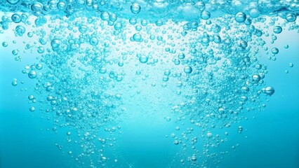 Obraz premium sparkling water on turquoise isolated underwater bubbles on cyan background